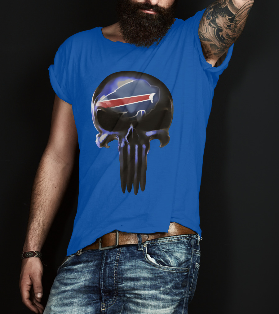 Buffalo Bills Nfl Skull Logo 49 Blue T-Shirt