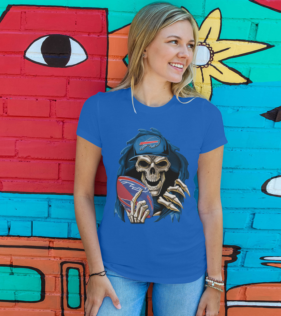 Buffalo Bills Skullbong Skeleton Football T-Shirt