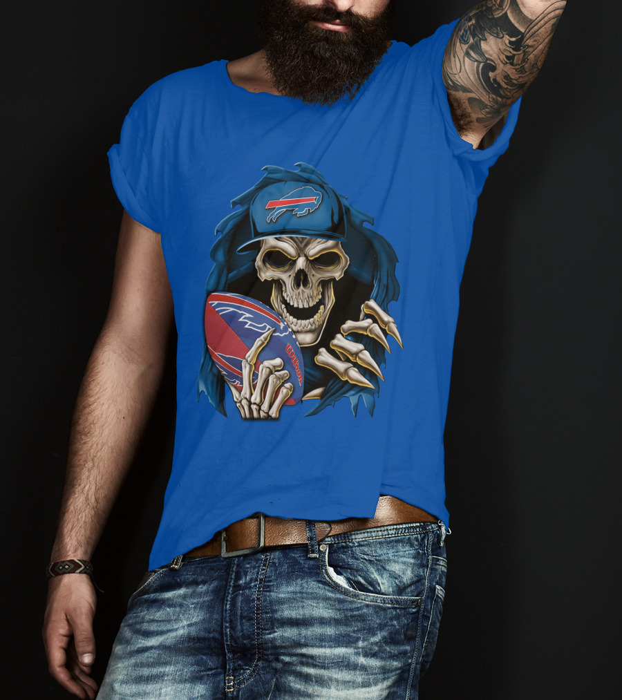 Buffalo Bills Skullbong Skeleton Football T-Shirt