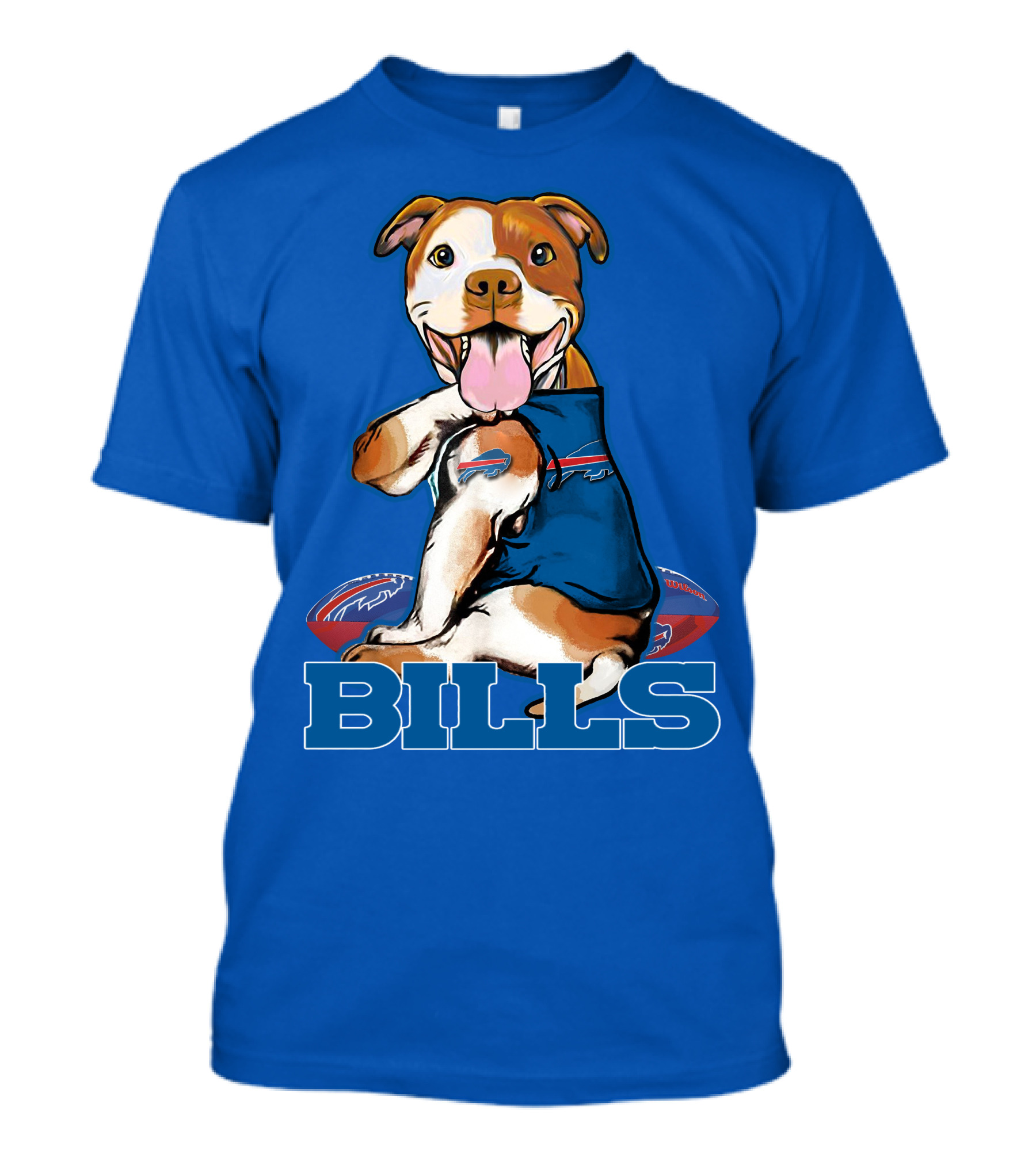 Buffalo Bills Pitbull With Footballs And Team T-Shirt