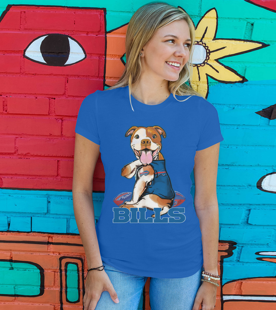 Buffalo Bills Pitbull With Footballs And Team T-Shirt