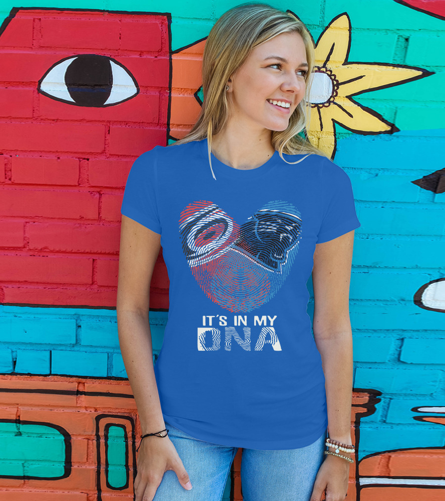 Carolina Panthers 15 It's In My Dna Fingerprint Heart T-Shirt