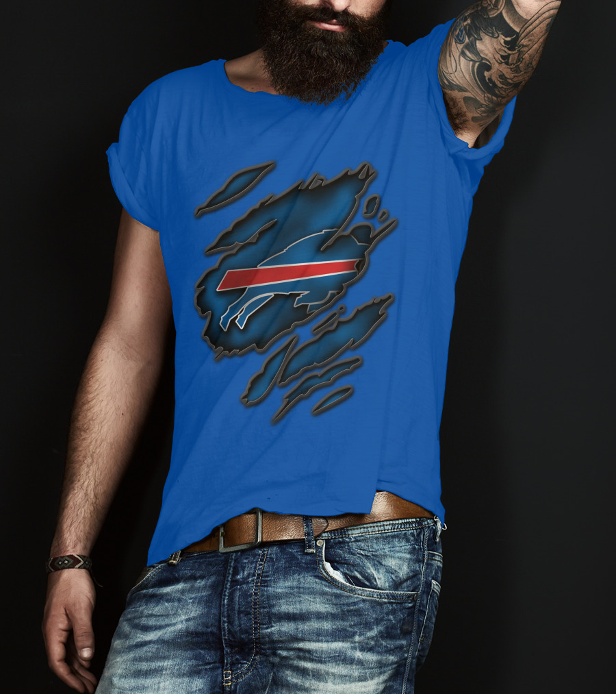 Torn Buffalo Bills Scratched T-Shirt
