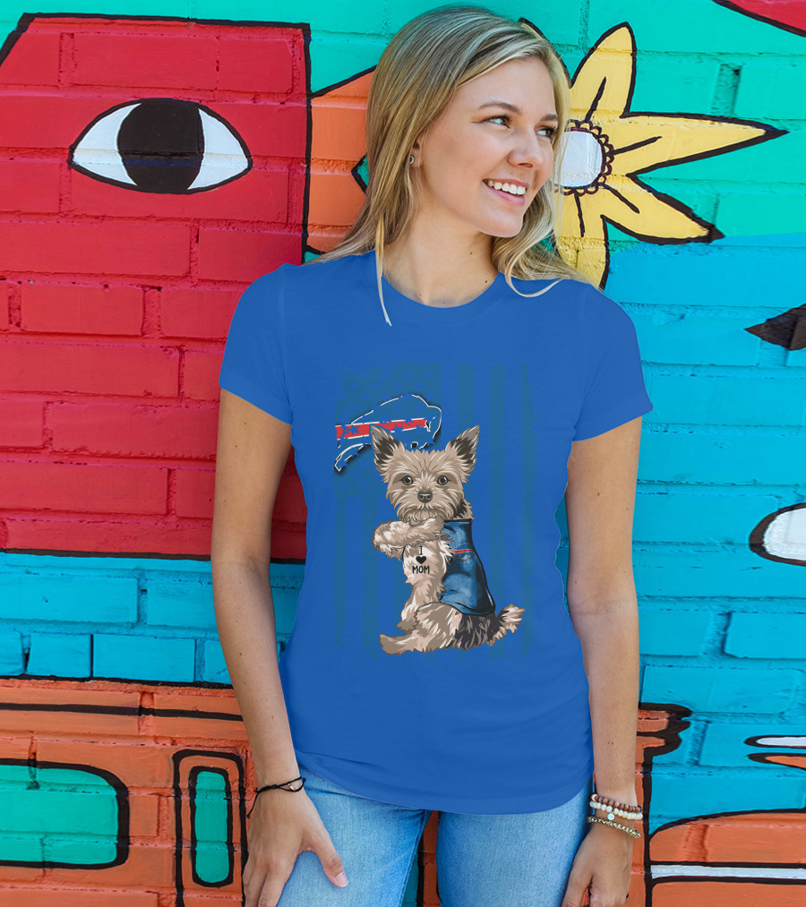 Yorkshire Terrier I Love Mom Buffalo Bills Fan T-Shirt
