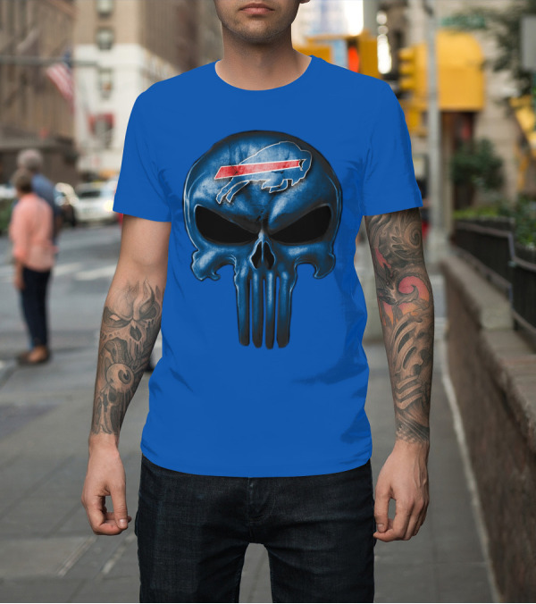 Shirt: Buffalo Bills Skull Punisher T-Shirt Buffalo Bills Skull Punisher T-Shirt
