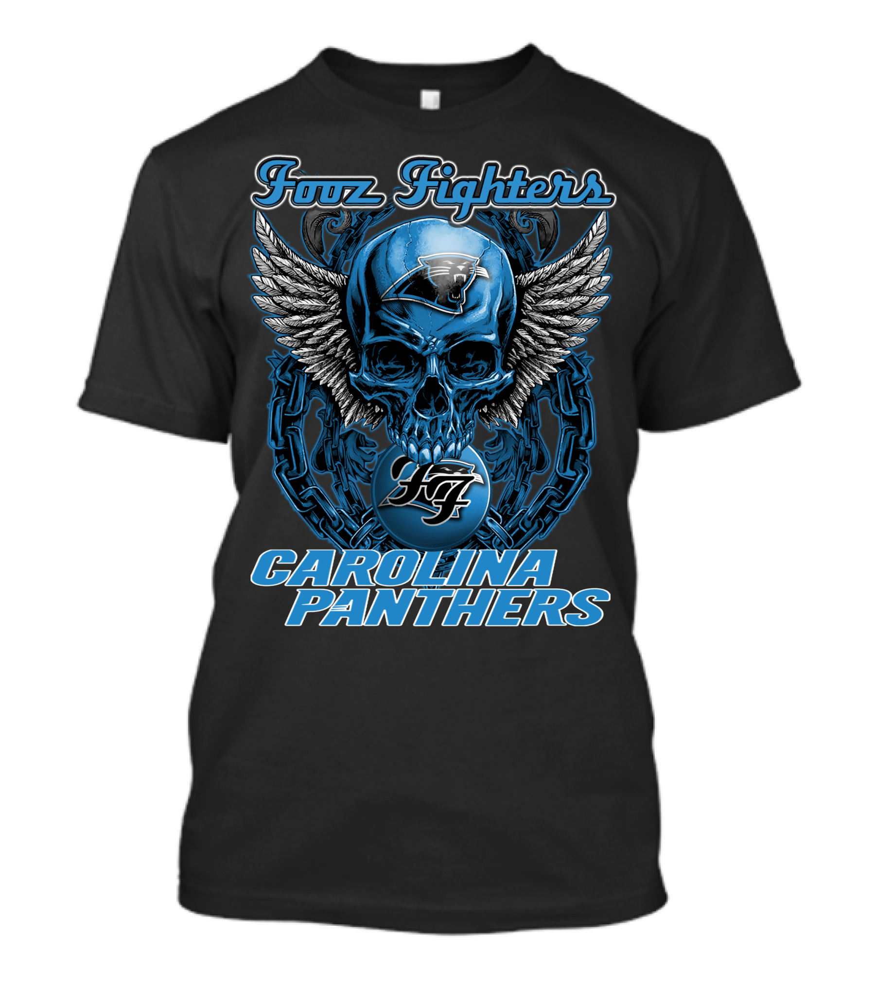 Foo Fighters Carolina Panthers Skull Winged T-Shirt