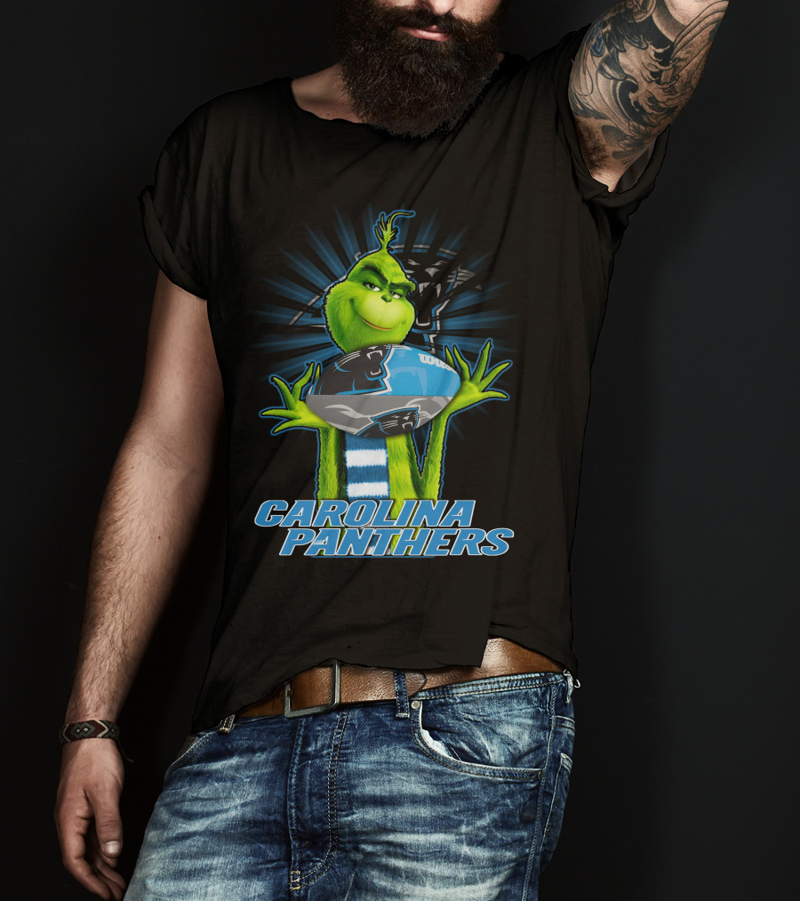 Grinch Holding Carolina Panthers Football Team T-Shirt