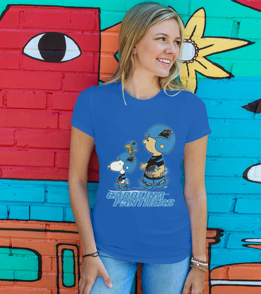 Snpfootball CAROLINA PANTHERS Peanuts Characters Blue Helmet T-Shirt