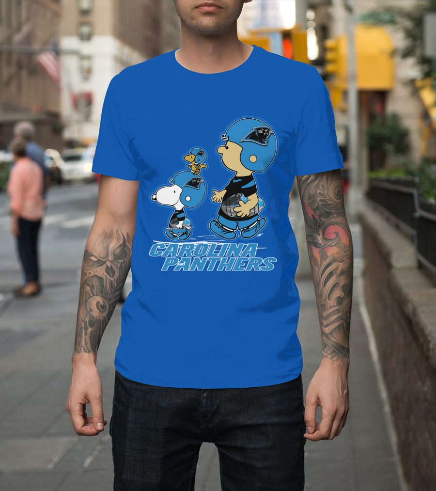 Snpfootball CAROLINA PANTHERS Peanuts Characters Blue Helmet T-Shirt