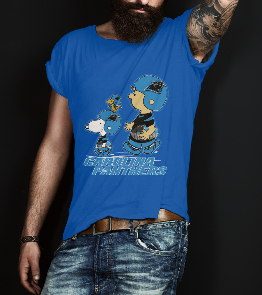 Snpfootball CAROLINA PANTHERS Peanuts Characters Blue Helmet T-Shirt