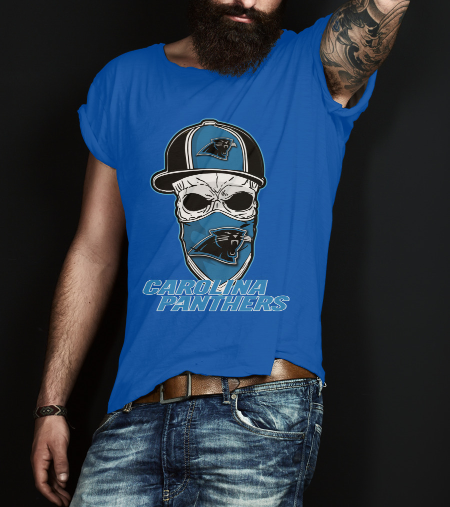CAROLINA PANTHERS Skull Hat T-Shirt