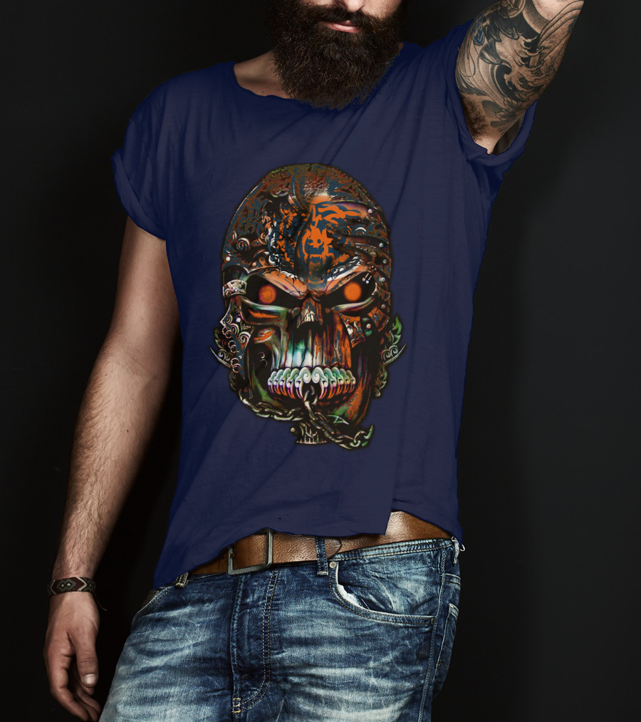 Chicago Bears Fiery Skull T-Shirt