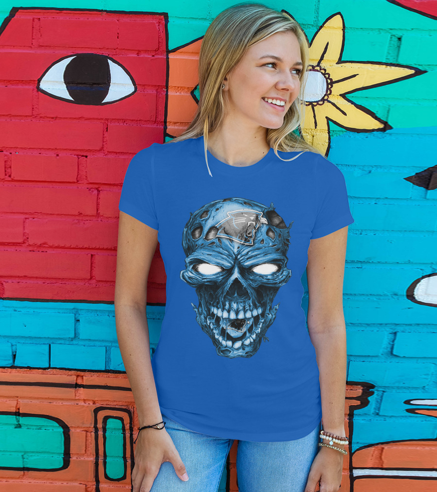 Carolina Panthers Blue Skull Supernatural Fan Gear T-Shirt