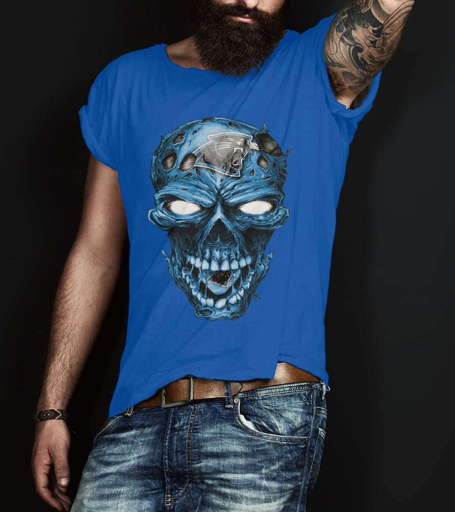 Carolina Panthers Blue Skull Supernatural Fan Gear T-Shirt