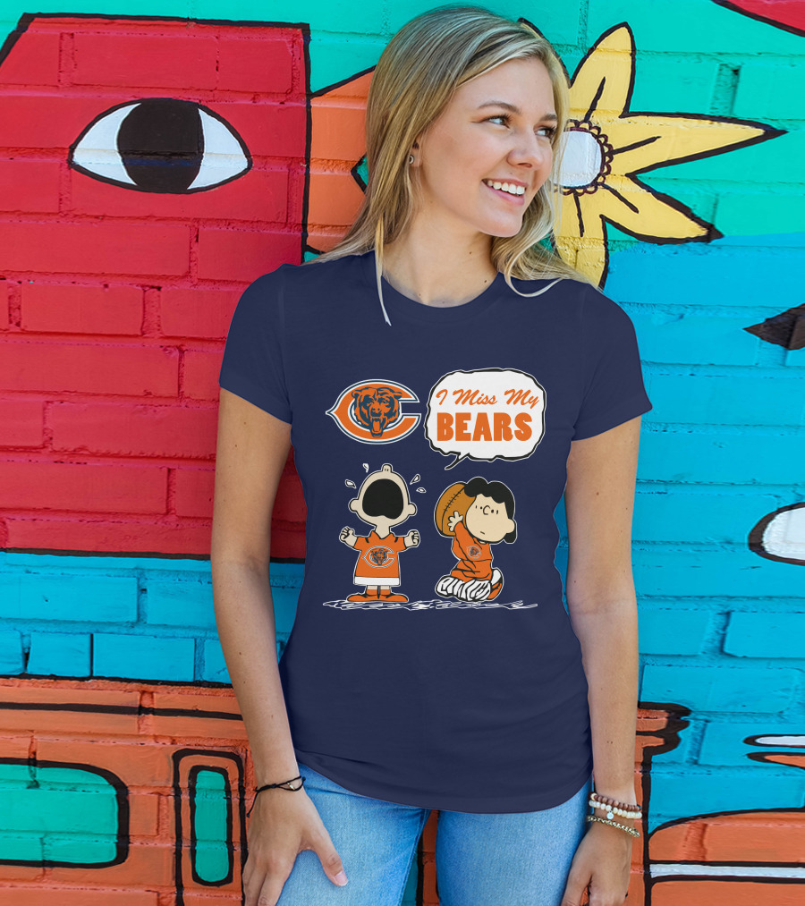I Miss My Bears Chicago Bears Peanuts Characters T-Shirt