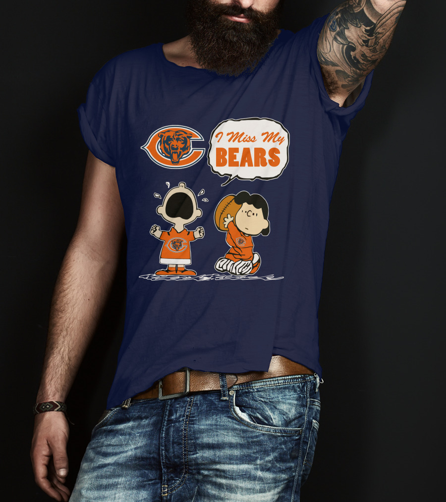 I Miss My Bears Chicago Bears Peanuts Characters T-Shirt