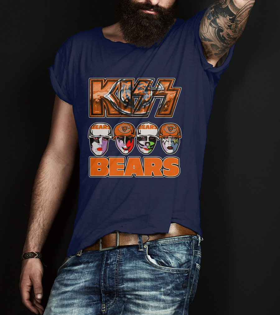 KISS Chicago Bears Facepaint Helmet T-Shirt