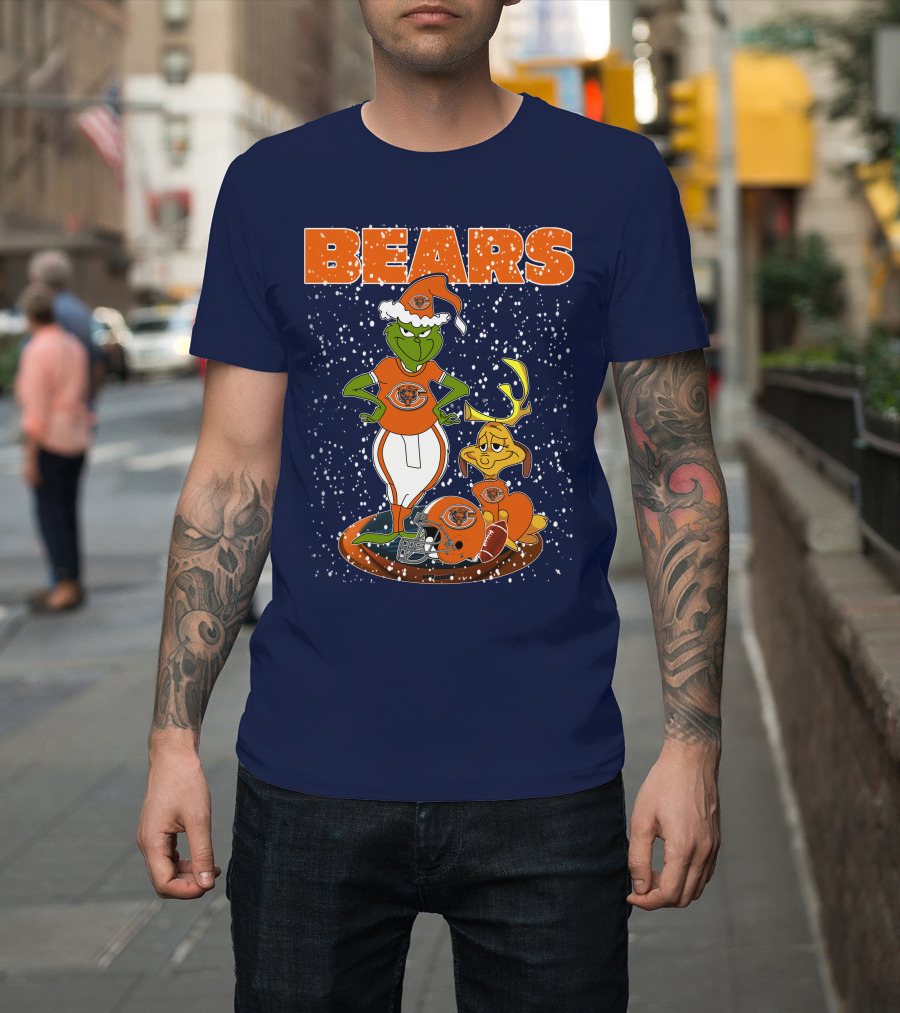 Grinchxmas BEARS Christmas Chicago Football Collaboration T-Shirt