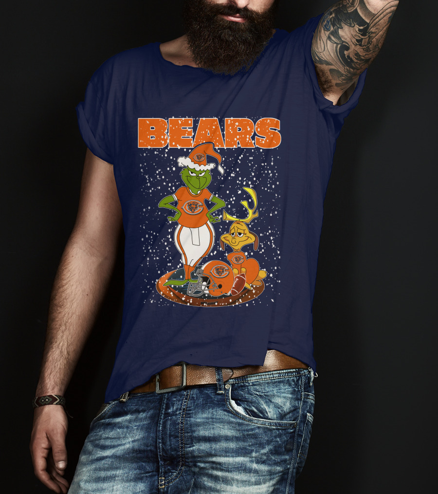 Grinchxmas BEARS Christmas Chicago Football Collaboration T-Shirt