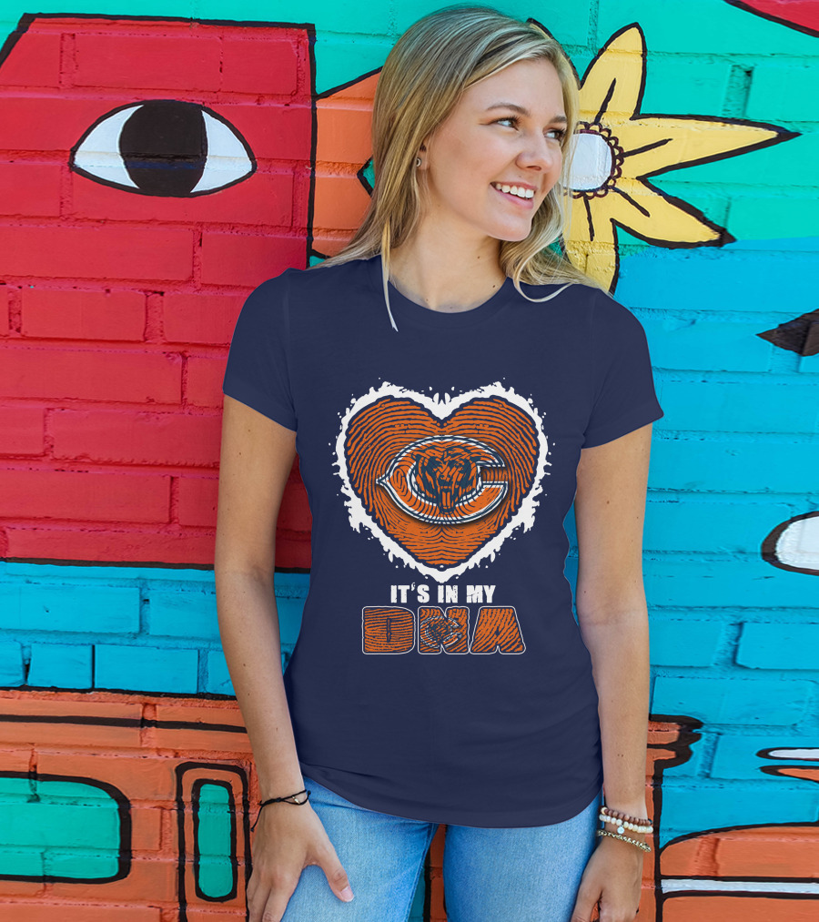 It's In My DNA Chicago Bears Heart Fingerprint T-Shirt