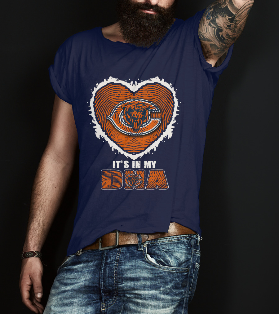 It's In My DNA Chicago Bears Heart Fingerprint T-Shirt