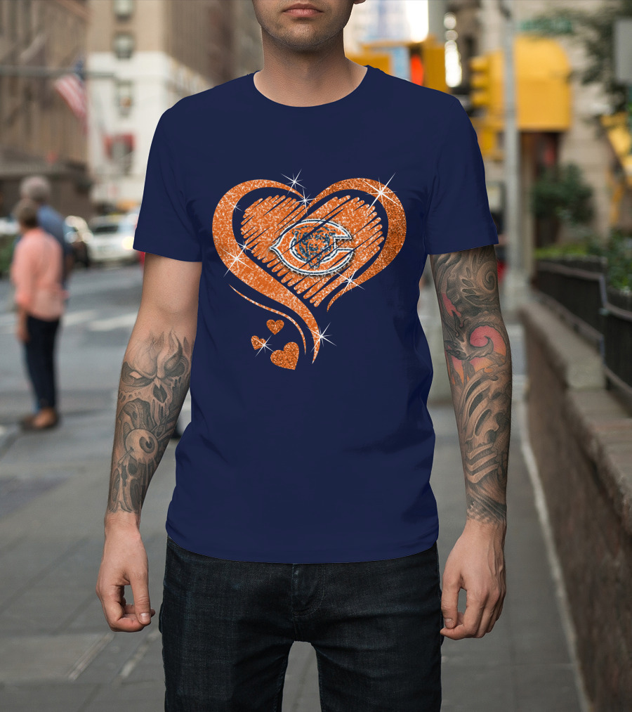Heart Diamond Chicago Bears Sparkle Hearts T-Shirt