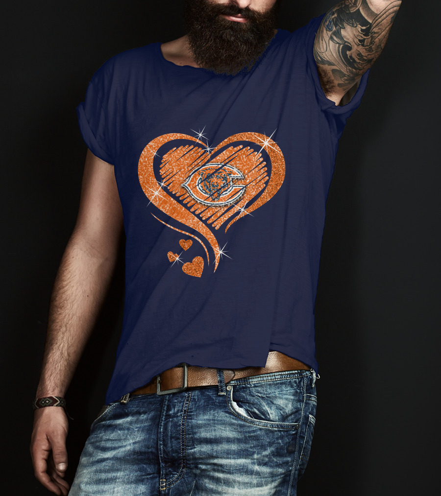 Heart Diamond Chicago Bears Sparkle Hearts T-Shirt