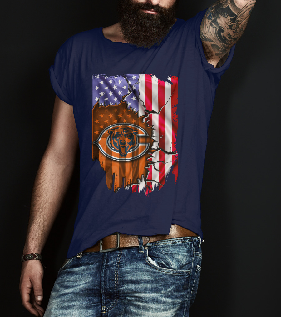 American Flag Chicago Bears Logo Stars Stripes T-Shirt