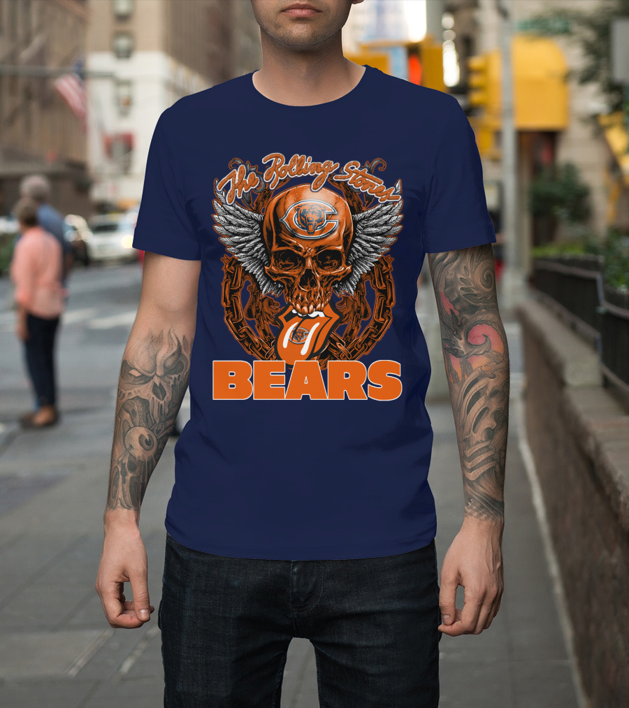 The Rolling Stones Chicago Bears Skull With Wings And Tongue T-Shirt