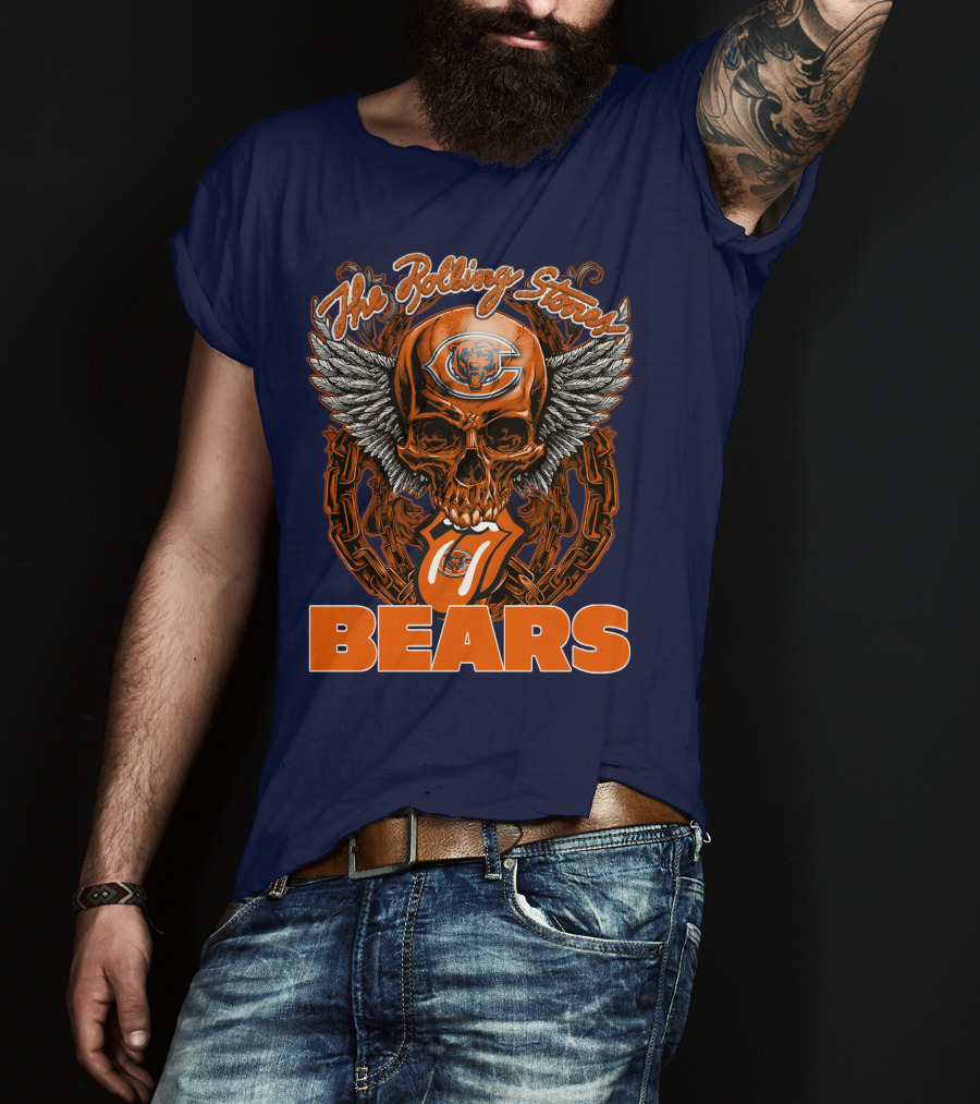 The Rolling Stones Chicago Bears Skull With Wings And Tongue T-Shirt