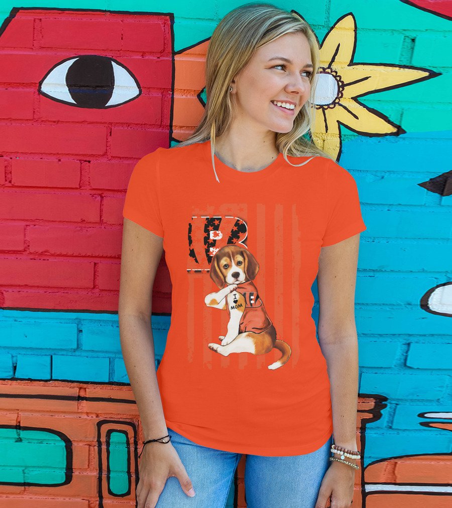 Beagle I Love Mom Cincinnati Bengals B T-Shirt