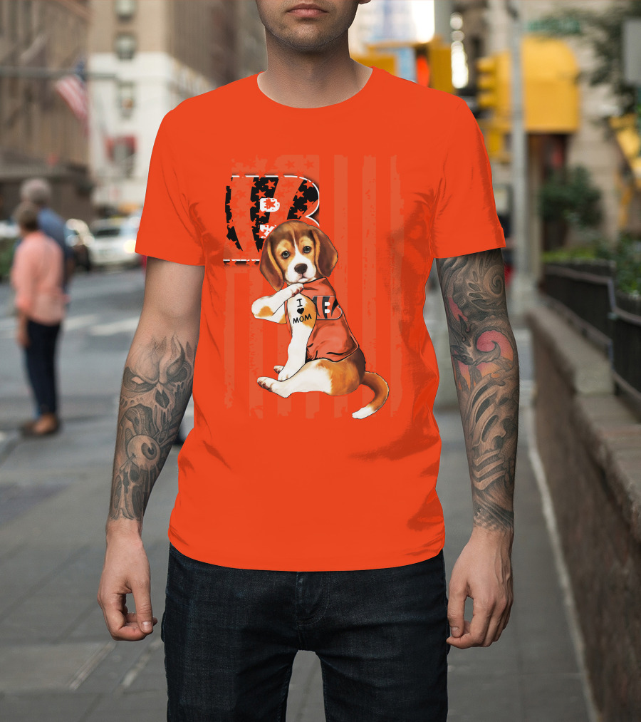 Beagle I Love Mom Cincinnati Bengals B T-Shirt