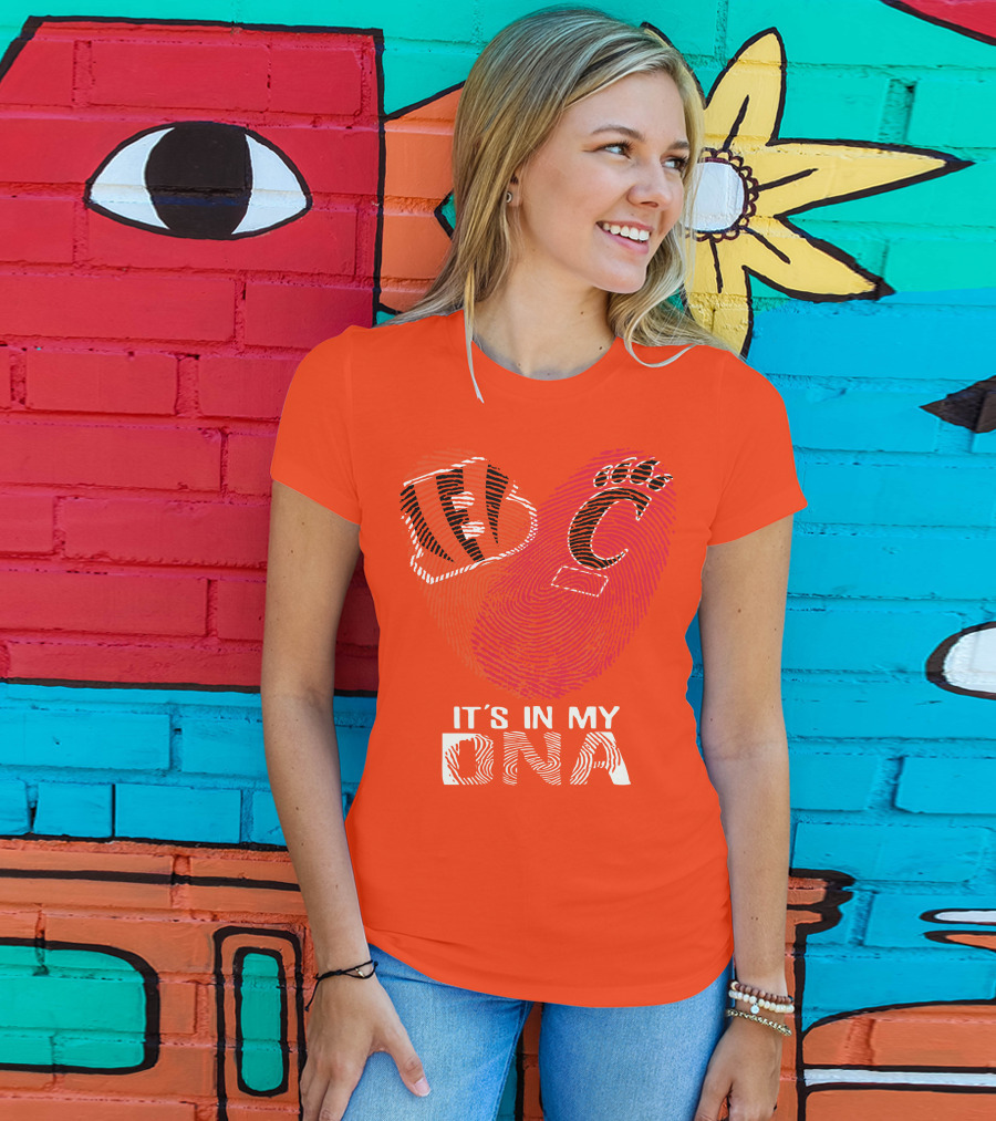 Cincinnati Bengals It's In My Dna Football Fan Heart T-Shirt