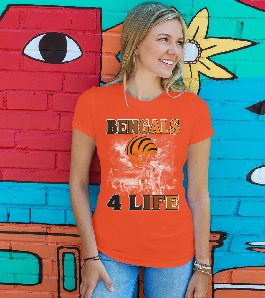 Bengals 4 Life Cincinnati Football Team Helmet Celebration T-Shirt