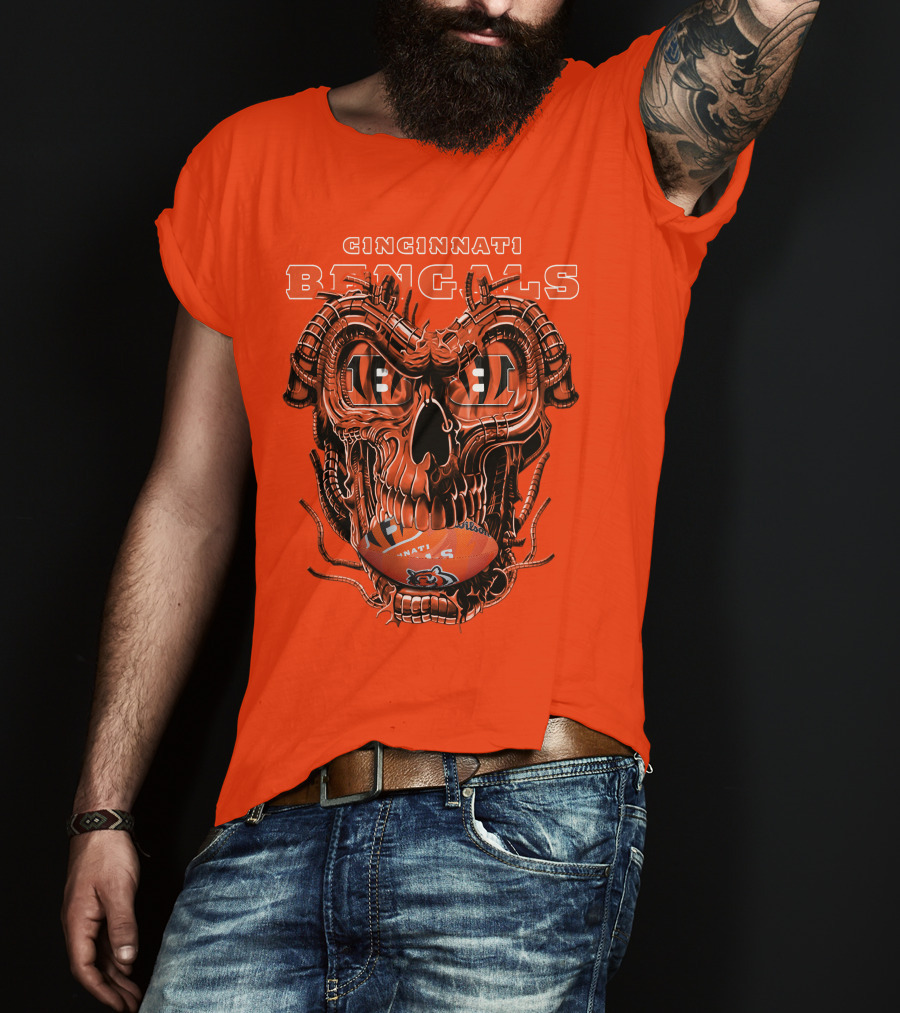 CINCINNATI BENGALS Dragonskull Football T-Shirt