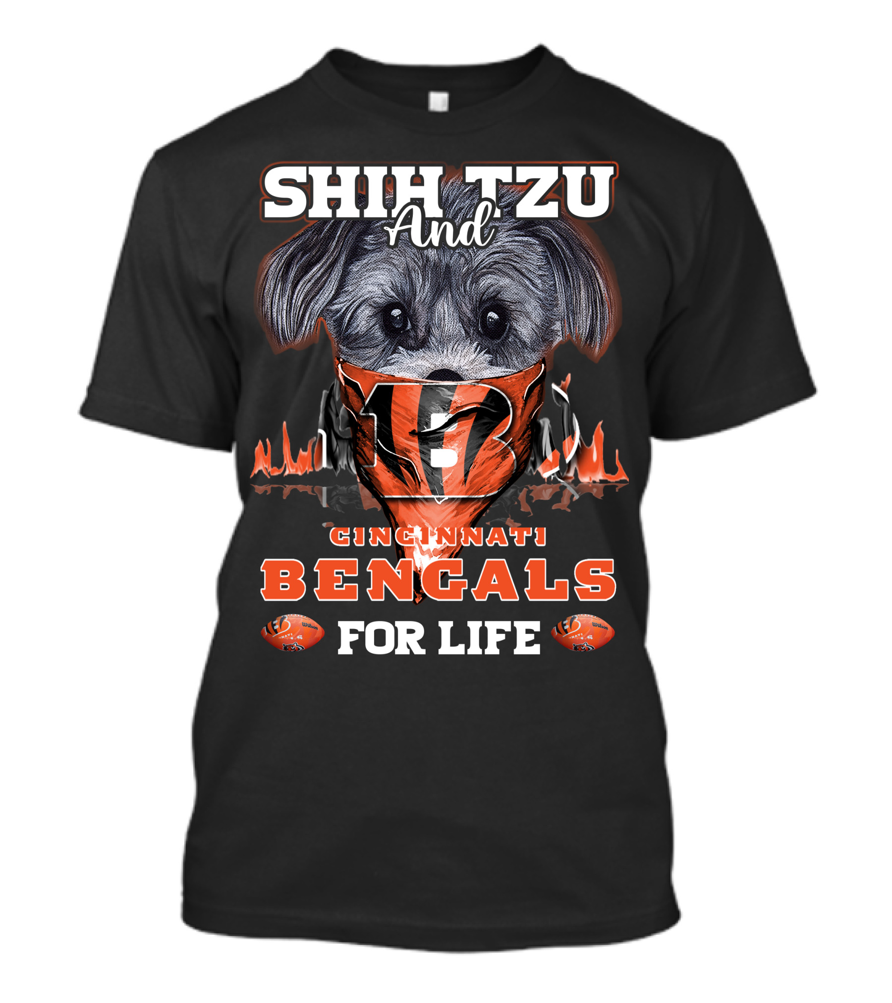 Shih Tzu And Cincinnati Bengals For Life T-Shirt