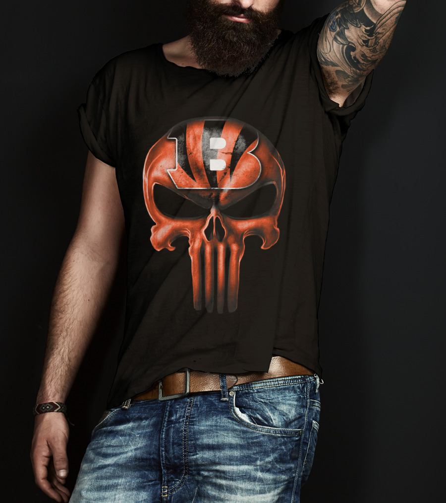 CINCINNATI BENGALS Skull B T-Shirt