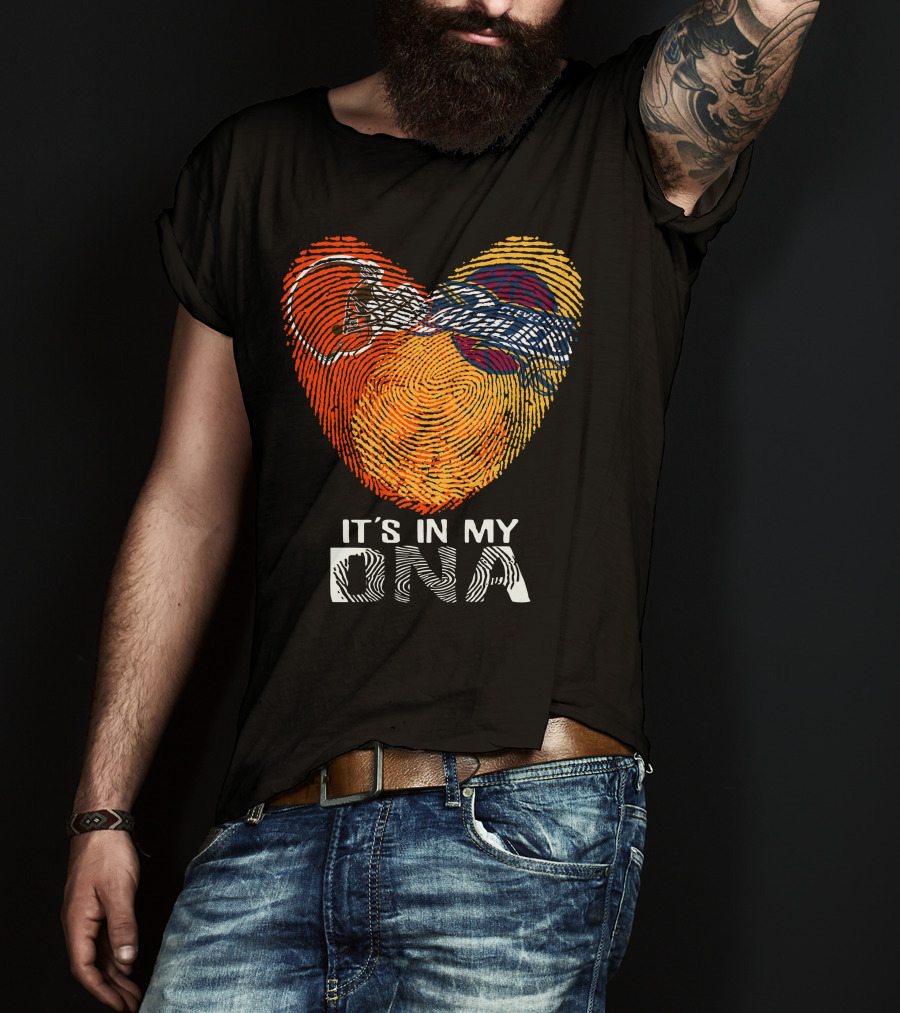 Cleveland Browns It's In My Dna Fingerprint Heart Helmet T-Shirt