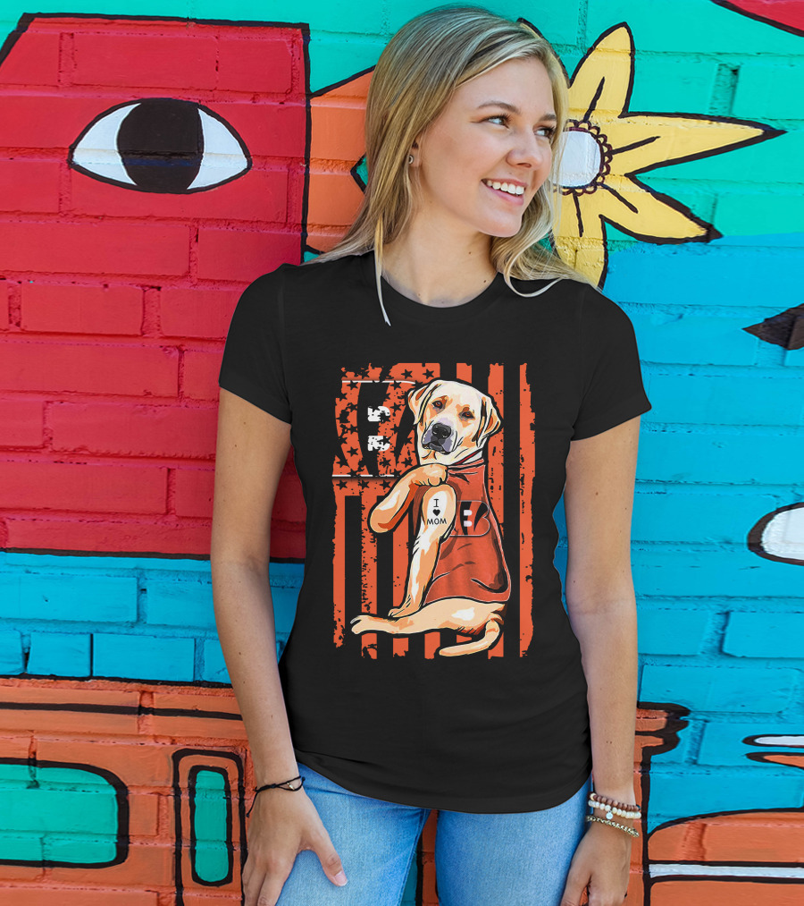 Labrador Retriever I Love Mom Cincinnati Bengals T-Shirt