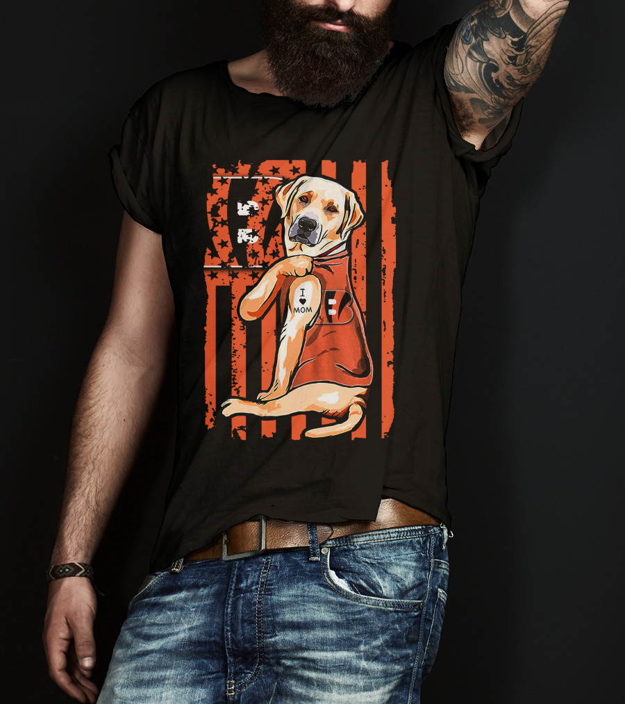 Labrador Retriever I Love Mom Cincinnati Bengals T-Shirt