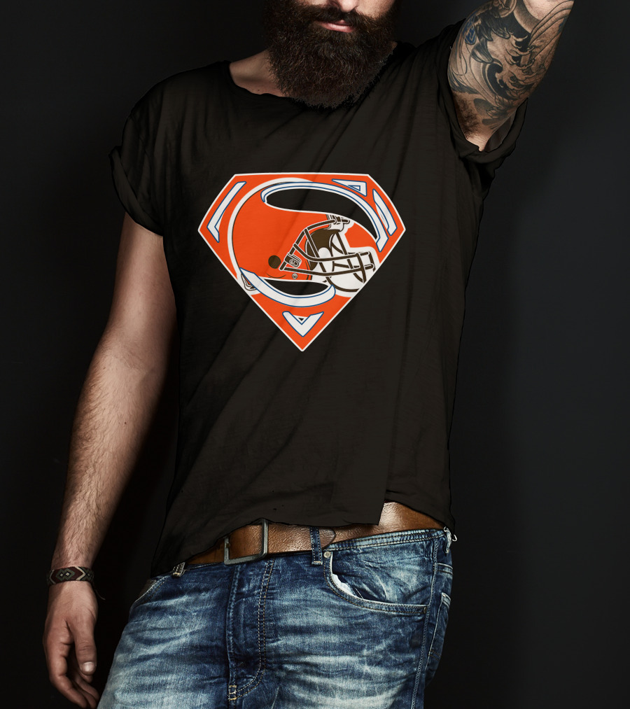 Cleveland Browns Helmet Superman Logo 72 T-Shirt