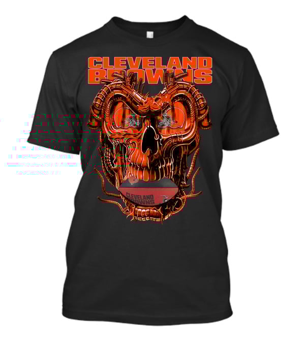 Dragonskull CLEVELAND BROWNS Helmet Skull Football T-Shirt