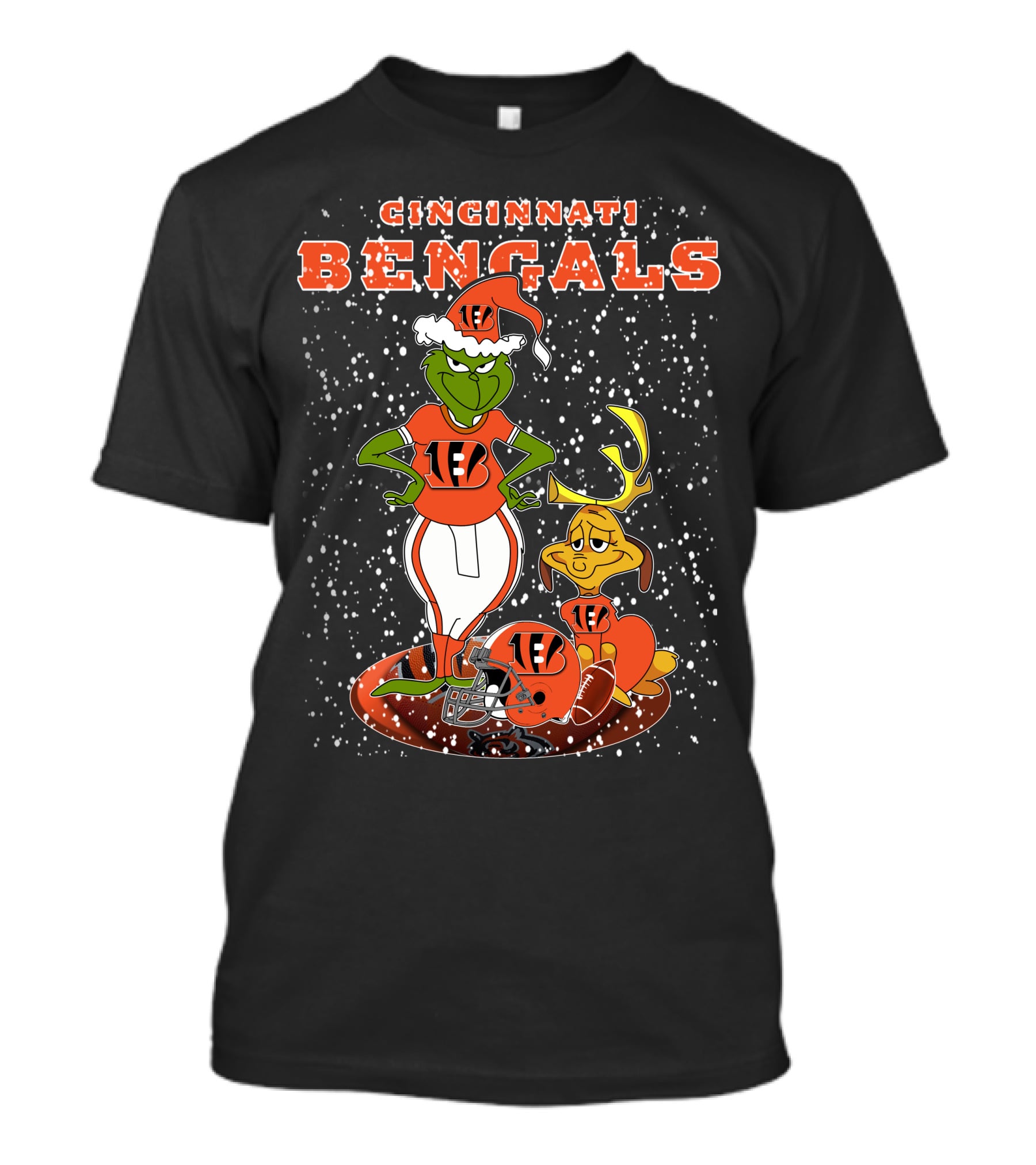 CINCINNATI BENGALS Grinchxmas Snowfall Football T-Shirt