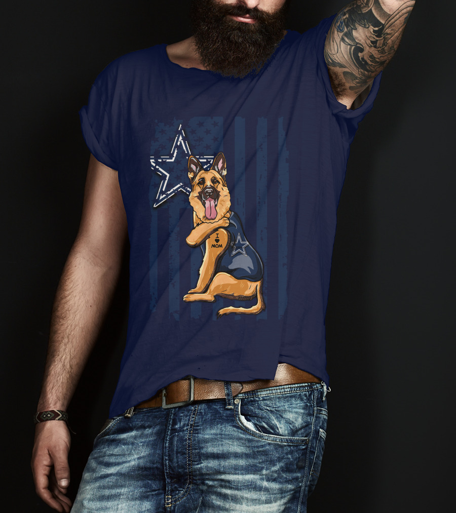 German Shepherd I Love Mom Dallas Cowboys Star T-Shirt