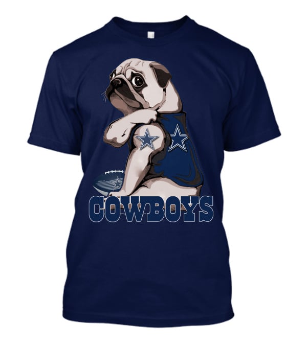 Pug In Dallas Cowboys Star Jersey With Football T-Shirt