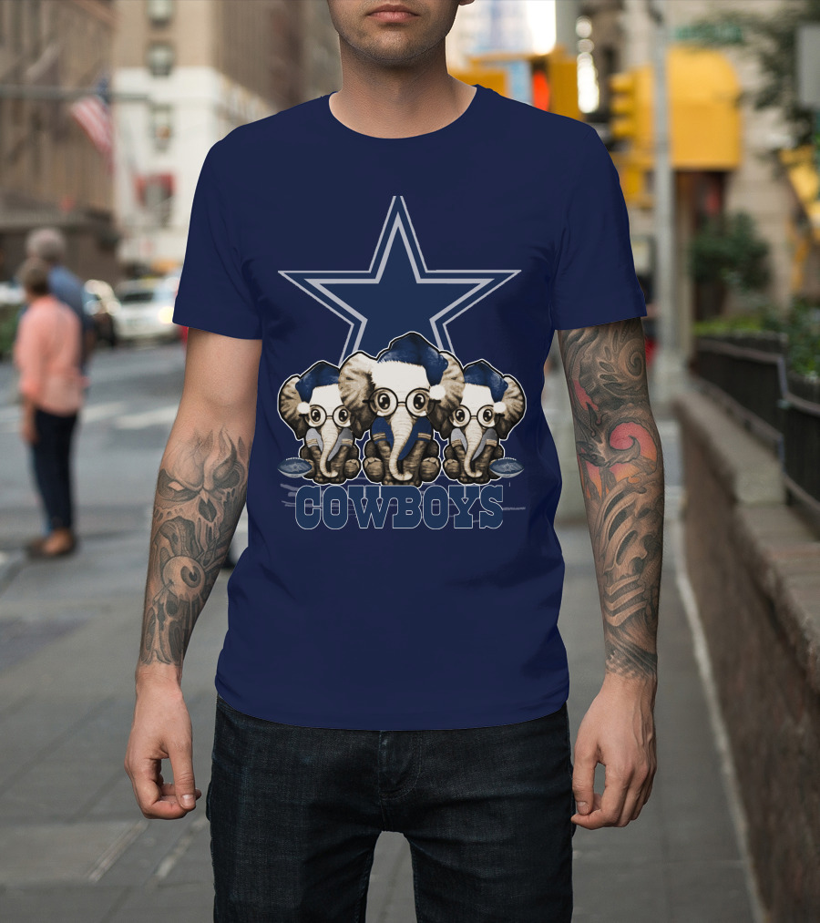 Elephan Xmas Dallas Cowboys Star Logo Glasses Hindustani T-Shirt