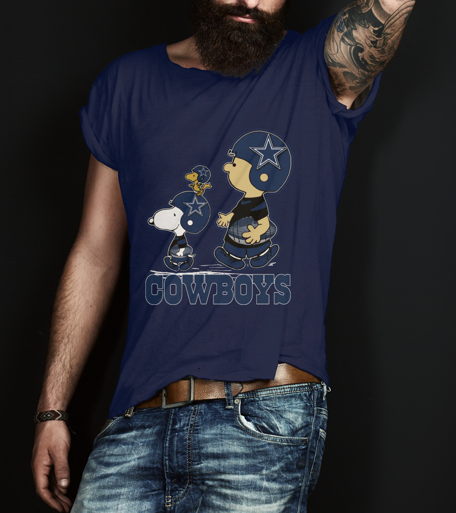 Snoopy Charlie Brown Dallas Cowboys Football Stars T-Shirt