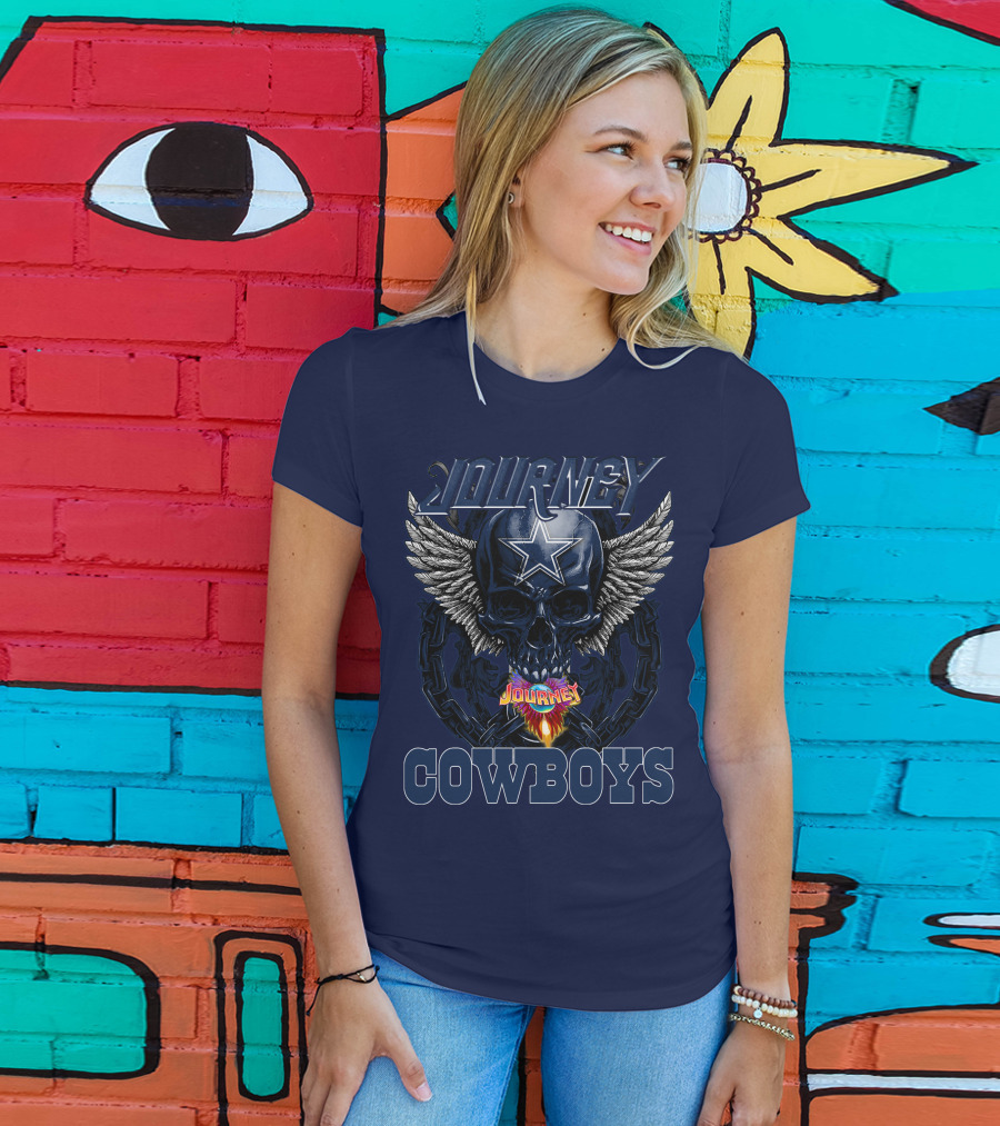 JOURNEY COWBOYS Dallas Skull Wings Star T-Shirt