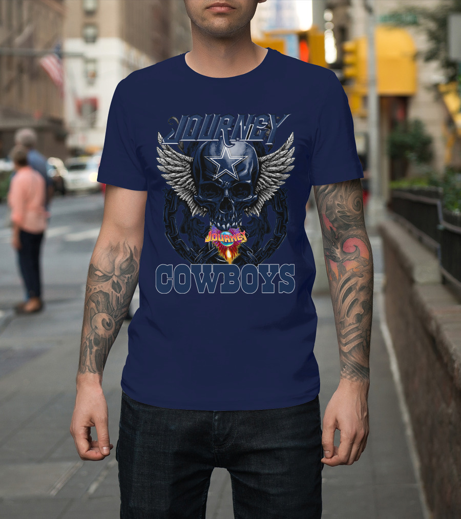 JOURNEY COWBOYS Dallas Skull Wings Star T-Shirt