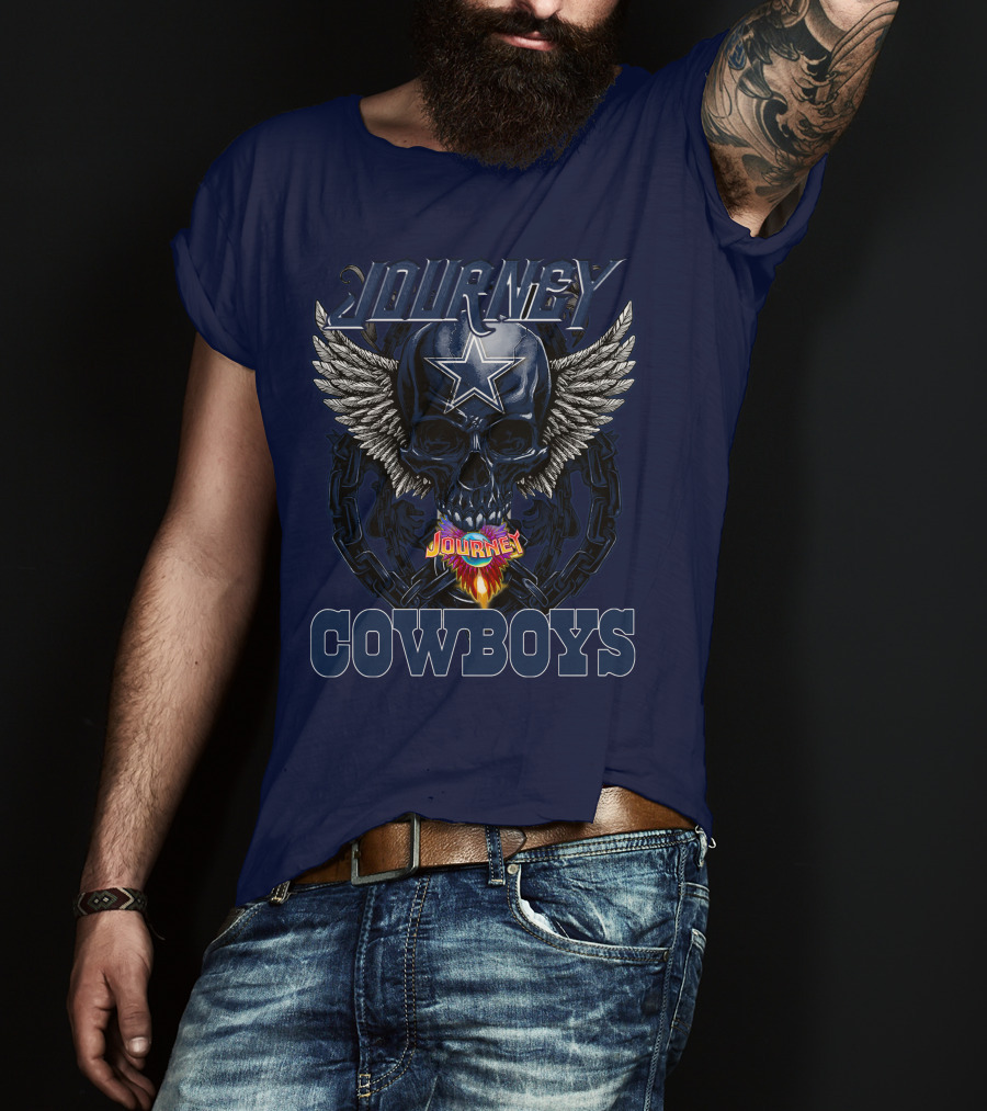 JOURNEY COWBOYS Dallas Skull Wings Star T-Shirt